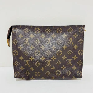 LOUIS VUITTON Monogram Poche Toilette 26 Clutch Bag Pouch Brown - Picture 1 of 17