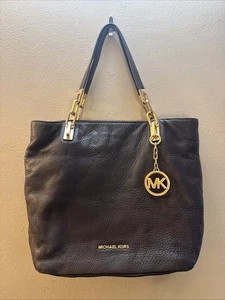 Borsa a tracolla Michael Kors Brooke media pelle ciottolata marrone oro - Foto 1 di 10