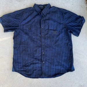 Harley-Davidson XL Shirt Men Plaid Button Up Blue Black Biker Casual Cotton - Picture 1 of 9