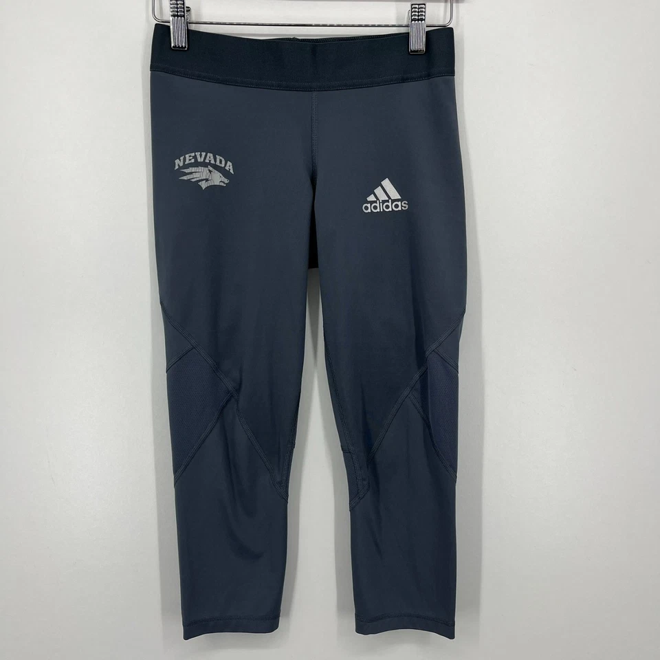 Adidas Nevada Wolf Pack Leggings Women's S Gray UNR NCAA Alphaskin Capri - Image 1 of 4