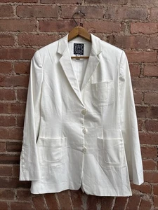 Vintage Cynthia Rowley Women’s Jacket, Sz 6 US, White Cotton Mother of Pearl - Picture 1 of 13