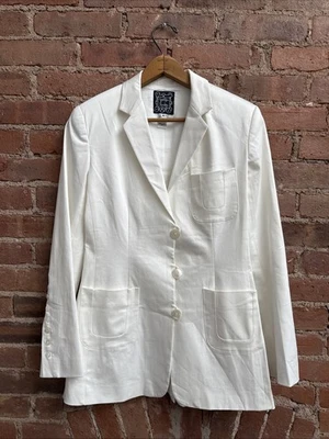 Vintage Cynthia Rowley Women’s Jacket, Sz 6 US, White Cotton Mother of Pearl - Image 1 of 4