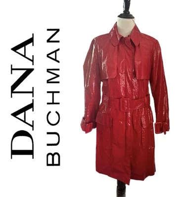Red Vinyl Dana Buchman Coat Size 8 EXCELLENT CONDITION MEDIUM 8 - Image 1 of 4