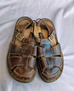 Born Fisherman Sandals Womens 7 Brown Genuine Leather Adjustable Buckle Y2K - Picture 1 of 10