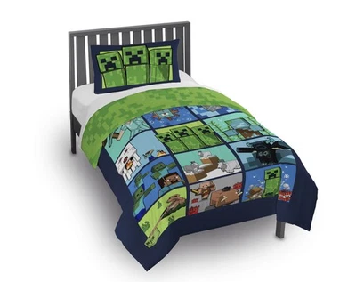 Minecraft Mobs Reversible Comforter & Pillowcase Set, Queen Size, Multicolor - Image 1 of 4