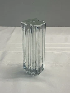 Vtg Walther Glas Solifleur Clear Geometric Vase Textured Glass MCM Ice Brutalist - Picture 1 of 17