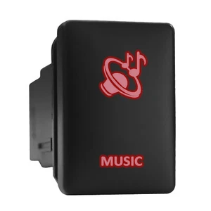 MUSIC - Vers. B - Red Backlit Push In Switch 1.28"x 0.87" (Fit: Toyota) - Picture 1 of 6