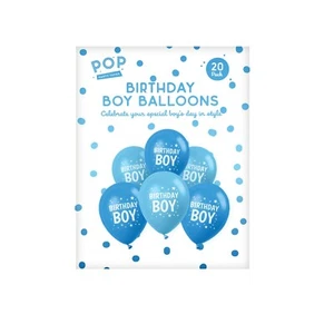 20PK Birthday Boy Balloons Celebration Party Two Shades Blue Stars Letters Latex - Picture 1 of 5
