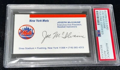 Joe McIlvaine "1986 Mets Scout Built WS Champs" Signed Auto GM Business Card PSA - Image 1 of 3