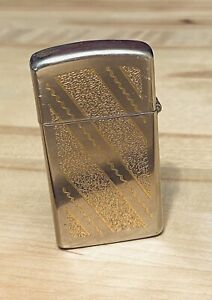 Vintage Gold & Silver Tone Small ZIPPO Flip Top Cigarette Lighter - Made in USA