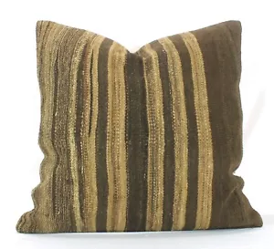 Copricuscino Kilim Decorativo Turco Marrone 24" Vintage Grande Marrone Kilim Cuscino - Foto 1 di 9