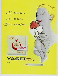 YASET FILTRE CIGARETTES 1956 SI BLONDE SI DOUCE ELLE EST PARFAITE FRENCH AD - Picture 1 of 1