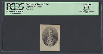 Australia Vignette Die Proof Man Portrait Used on One Pound 1910 P A108  - Image 1 of 2