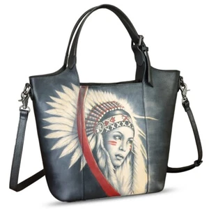 Genuine Leather Purses and Handbags for Women Hand Painted Tote Shoulder Bag - Picture 1 of 7