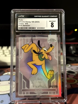 CGC 8 PLUTO Disney 100 PINK REFRACTOR # /399 PRIZM Card - Image 1 of 2