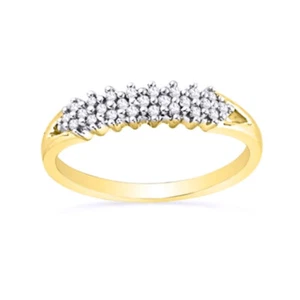 1/5 ct Natural Diamond Cluster Pyramid Band in 10K Solid Gold - Picture 1 of 2