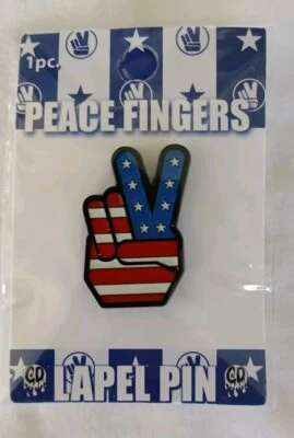 Pin de solapa metálica manual bandera americana signo de paz nuevo, 1/2" x 1" Foto 1 de 3