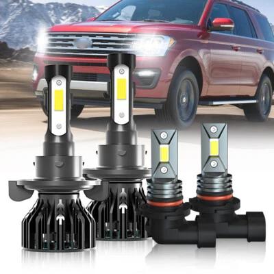 Комбинированные светодиодные фары дальнего/дальнего света + противотуманные фары для Ford Expedition 2007-2014 4X 6000K - Изображение 1 из 4