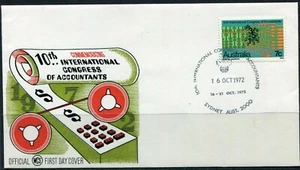 1972 Australia 10th Accountants Congress WCS Unaddressed FDC, Very Good Cond - Imagen 1 de 1
