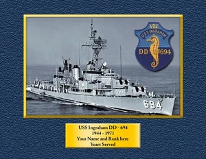  USS INGRAHAM DD 694 Custom Personalized Print of US Navy Gift Idea - Picture 1 of 12