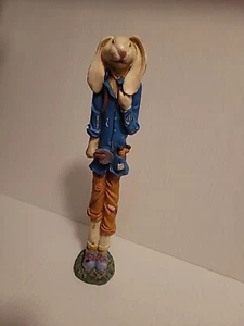 Easter Bunny Gardener Pencil Figure Resin Statue 11.5 Inches  Tall Unmarked - Picture 1 of 3