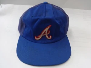 Gorra de béisbol vintage de los años 80 MLB Atlanta Braves para hombre OSFA Snapback azul logotipo antiguo - Imagen 1 de 11