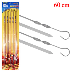 Spiedini per barbecue in acciaio inossidabile 10 pz (60 cm) Шампуры для шашлыка - Imagen 1 de 4