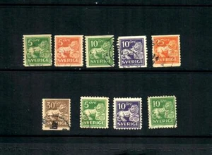 SWa Sweden 1920-25 Heraldic Lion 9 stamps used Perf. 10 - Picture 1 of 1