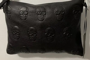 Tracolla ÍO pelle Italia Antonio Cristiano teschio pelle goffrata. Con borsa tote. - Foto 1 di 4