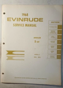 1968 EVINRUDE 4478 5 HP ANGLER OUTBOARD SERVICE MANUAL - Picture 1 of 3