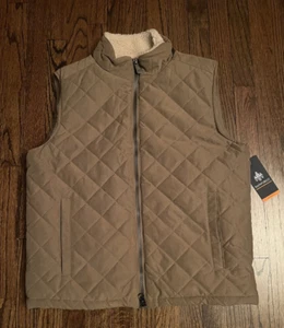 Rainforest Men Tobacco Micro Oxford Sherpa Lined Quilted Vest US M NWT - Picture 1 of 10