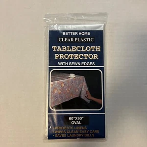NEW Better Home Clear Plastic Tablecloth Protector Sewn Edges 60"x90" Oval Shape - Picture 1 of 5