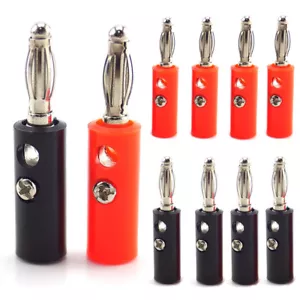 2-20x4mm Male Banana Plug Stackable Solderless Audio Video Speaker DIY Connector - Picture 1 of 9