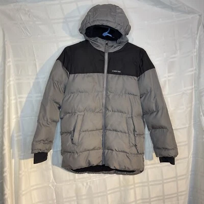 Abrigo forrado de lana Lands' End para niños, chaqueta de plumón gris, carcasa exterior impermeable Foto 1 de 4