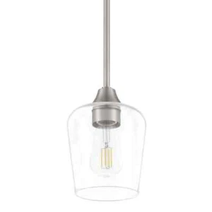 Hampton Bay Pavlen 1-Light Brushed Nickel Contemporary Hanging Mini Pendant - Picture 1 of 6