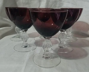 6 Vintage Cambridge 4" Aurora Lila Amethyst Glas Schnaps Cocktail Gläser - Bild 1 von 4