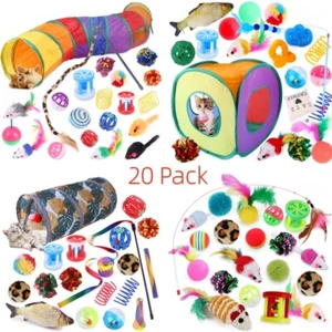 Katzenspielzeug Set 20 Teile Katzen Spielzeug inkl. Angel Feder Ball Maus Bälle