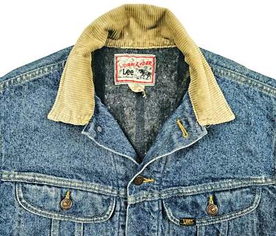 HOT VTG Men's LEE STORM RIDER TRUCKER BLANKET LINED 4 Pcks Denim JACKET Jeans M - Image 1 of 4