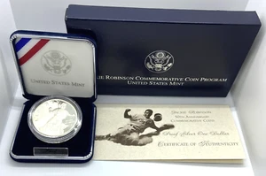 1997 S Jackie Robinson 50th Anniversary Commemorative Proof Silver $1 One Dollar - Picture 1 of 10