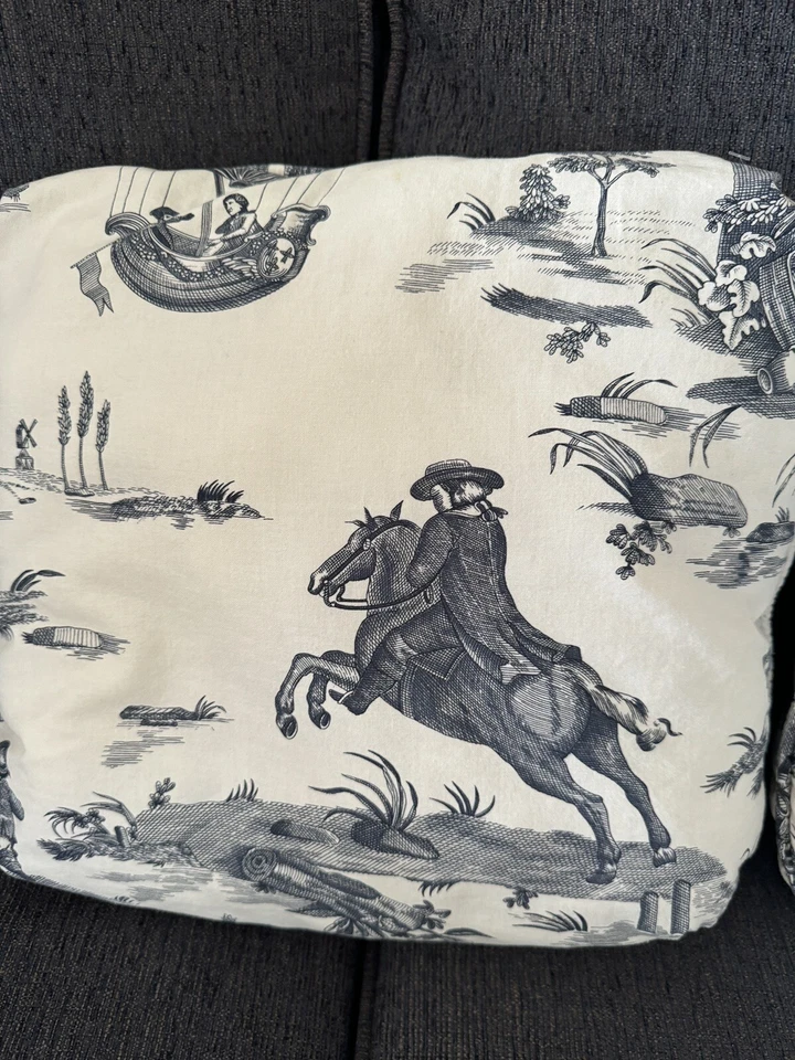 Французская страна туалет охоты сцены 2 наволочки ручной работы винтажный лошадь - Изображение 1 из 4