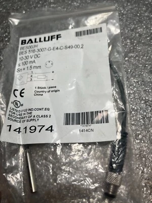BALLUFF INDUCTIVE PROXIMITY SENSOR BES00JH bes 516-3007-g-e4-c-s49-00,2 - Image 1 of 2