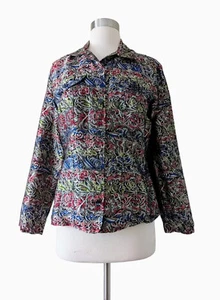 CHICO'S Oberteil Jacke Button Down Blumen Damast Langarm Viskose Seide Gr. 0 (US 4) - Bild 1 von 7
