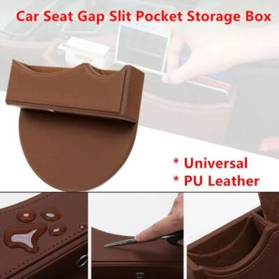 Organizador de caja de almacenamiento de bolsillo con ranura para consola de asiento de SUV de cuero PU marrón Foto 1 de 4