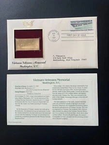 Scott 2109 vietnam vetrerans memorial 1984 replica 22 kt Gold Stamp FDC - Picture 1 of 1