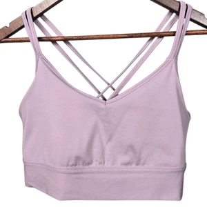 Madewell MWL Ribbed Sports Bra Lavender Womens Size L Strappy Back Activewear - Picture 1 of 5