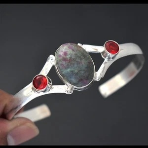 Ruby Fuchsite Mozambique Garnet Gemstone Ethnic Jewelry Adjustable Bangle SR 176 - Picture 1 of 7