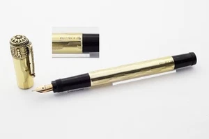 Montegrappa Pilus Rolled Gold Overlay Puttos Safety Fountain Pen Safety 14C F Nib - Picture 1 of 5