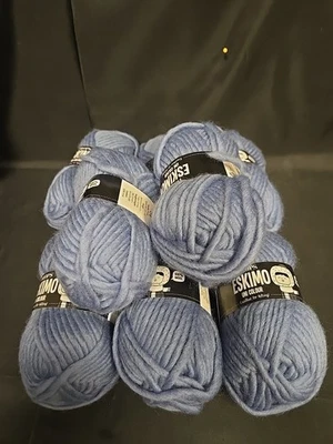NUEVO GOTAS Esquimal 100% Lana Hilo Fieltro Tejido Lote de 8 Azul 50g/54yd Foto 1 de 4