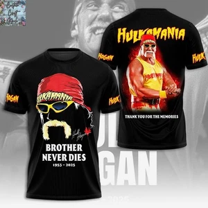 Hulk Hogan Hulkamania Brother Never Dies 1953-2025 AOP T-Shirt - Picture 1 of 4