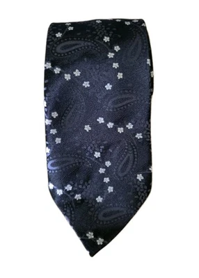 Corbata Ben Sherman 100 % seda flores de cachemira negra hecha a mano Foto 1 de 4